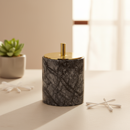 Luxury Solid Stone Marble Cotton Swab Canister