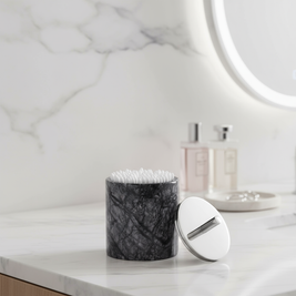 Luxury Solid Stone Marble Cotton Swab Canister