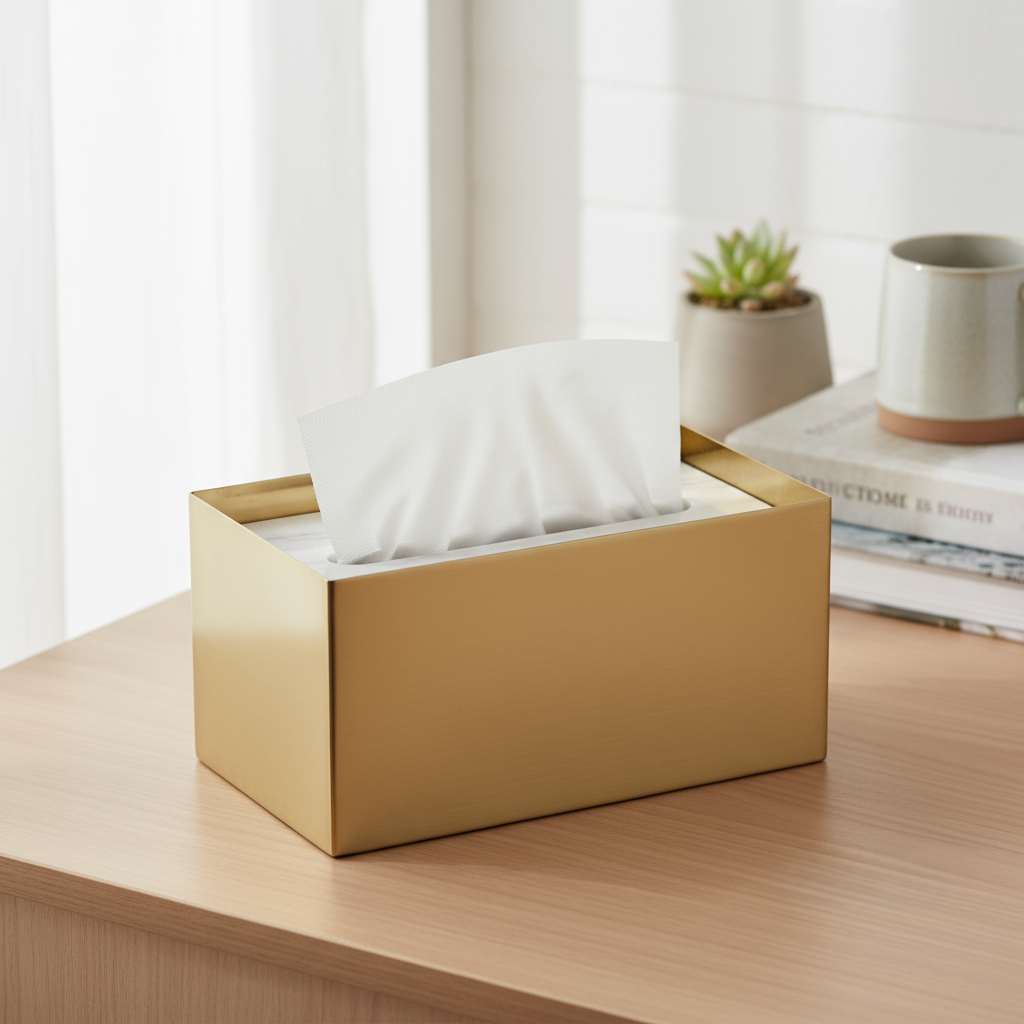 Cavere Marble & Metal Tissue Box