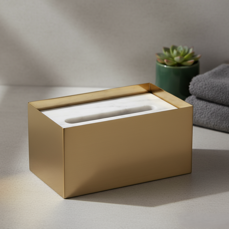 Cavere Marble & Metal Tissue Box