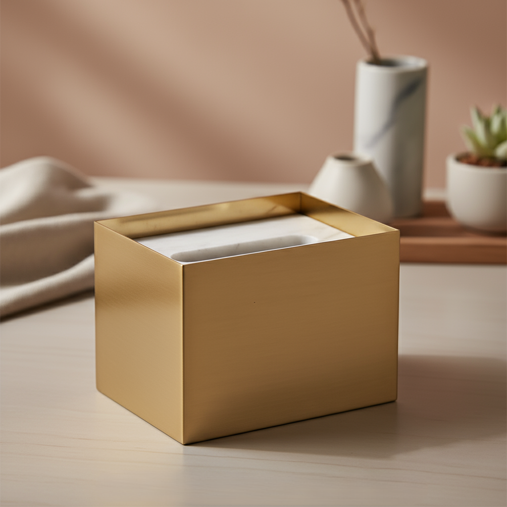 Veyra Marble & Metal Tissue Box