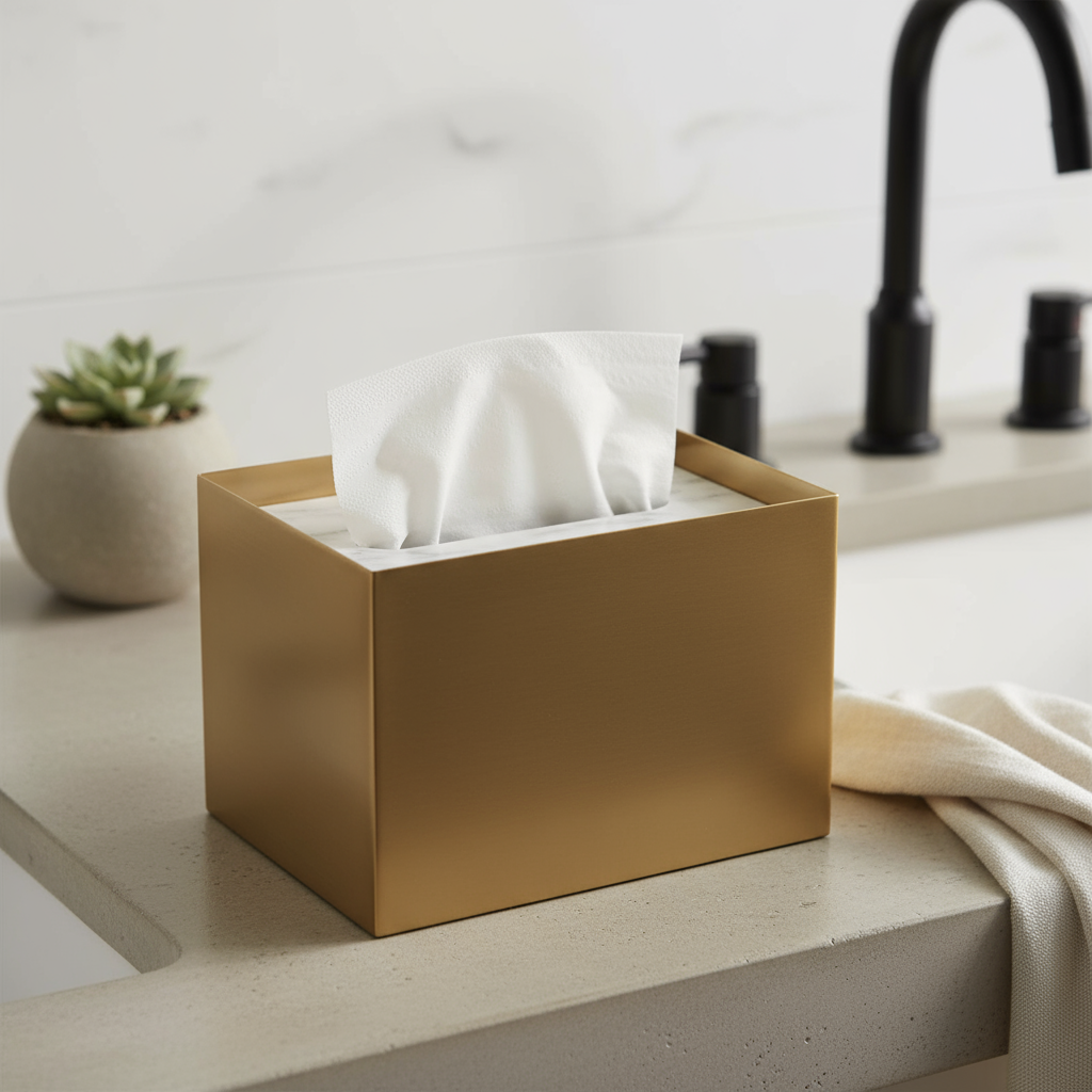 Veyra Marble & Metal Tissue Box