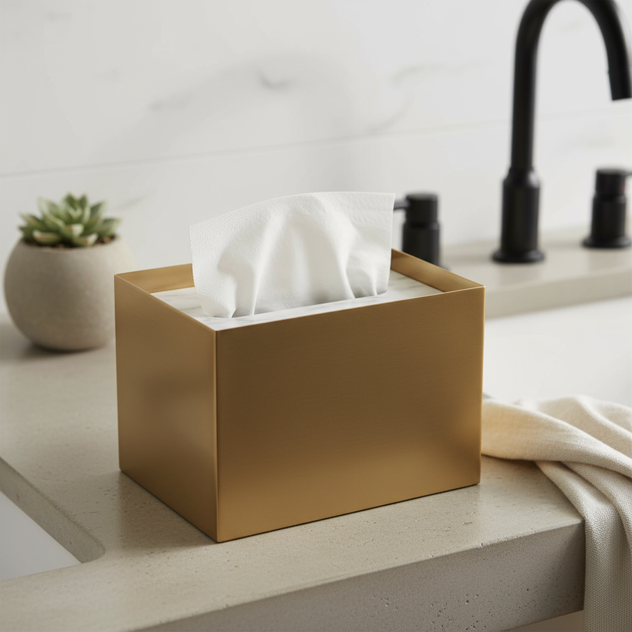 Veyra Marble & Metal Tissue Box