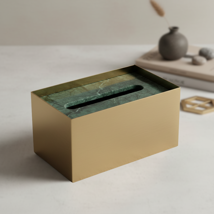 Cavere Marble & Metal Tissue Box