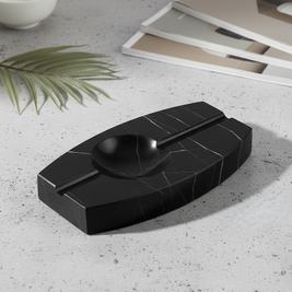 Luxury Marble Ashtray – 1.3kg Solid Stone with Hand-Carved Channels