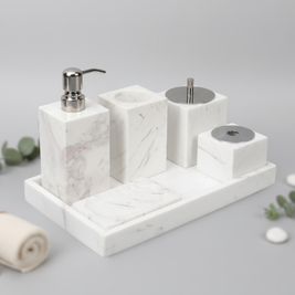 Luxury 6-Piece Marble Bathroom Set – Solid Stone