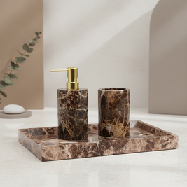 Valenza Dark Emperador Marble Bathroom Set
