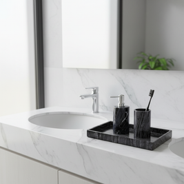 Averra Black Wooden Marble Bathroom Set