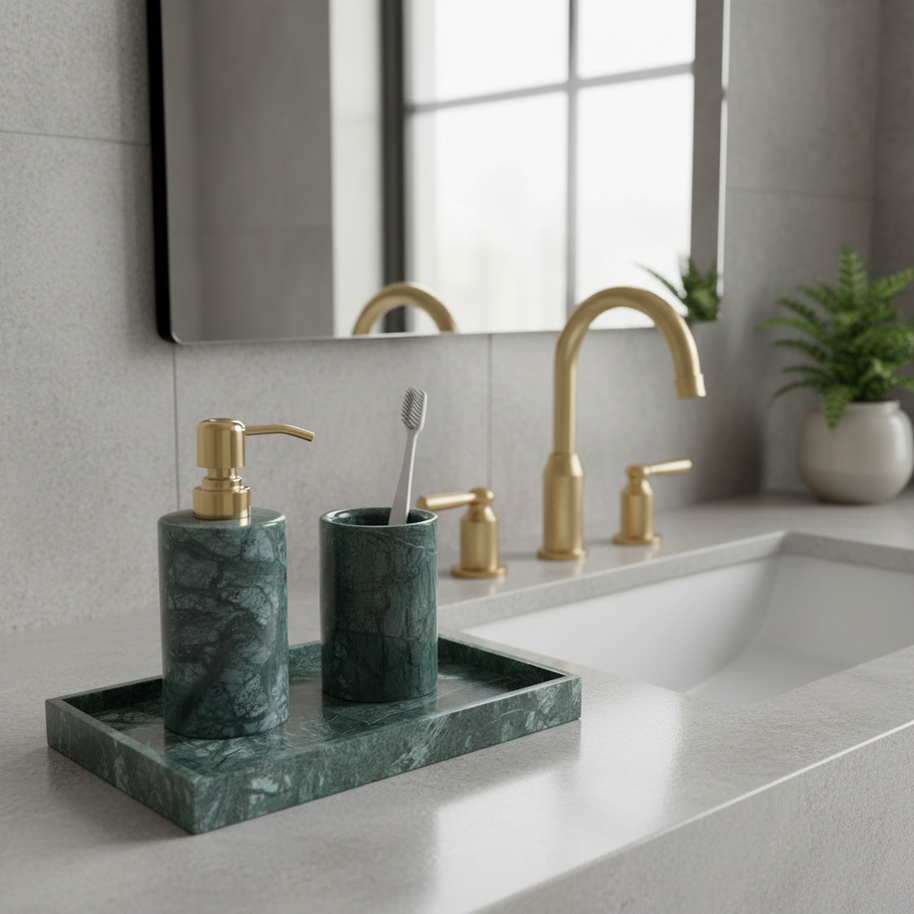 Caldera Green Marble Bathroom Set