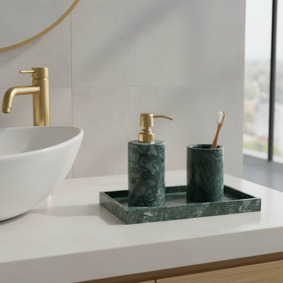 Caldera Green Marble Bathroom Set