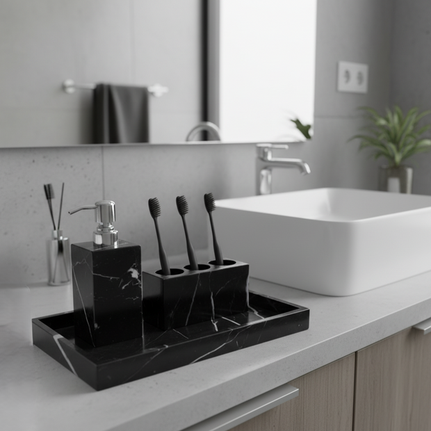 Valdoro Black Marble Bathroom Set