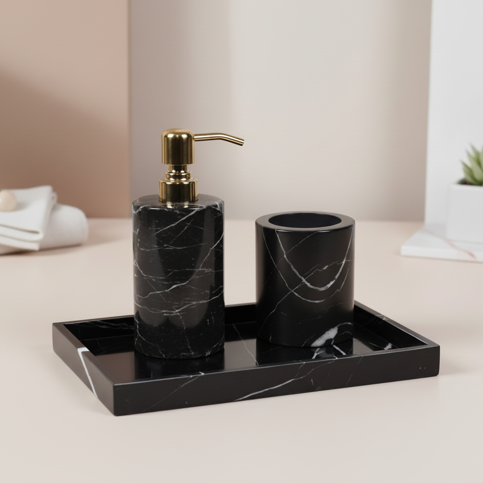 Noirora Black Marble Bathroom Set