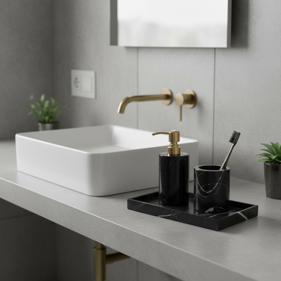 Noirora Black Marble Bathroom Set