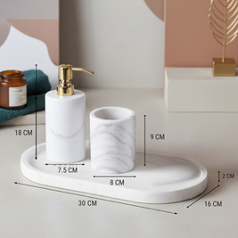 Alcera White Marble Bathroom Set