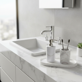 Alcera White Marble Bathroom Set