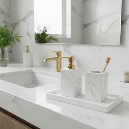 Calviera White Marble Bathroom Set