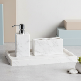 Sovana White Marble Bathroom Set