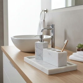 Sovana White Marble Bathroom Set