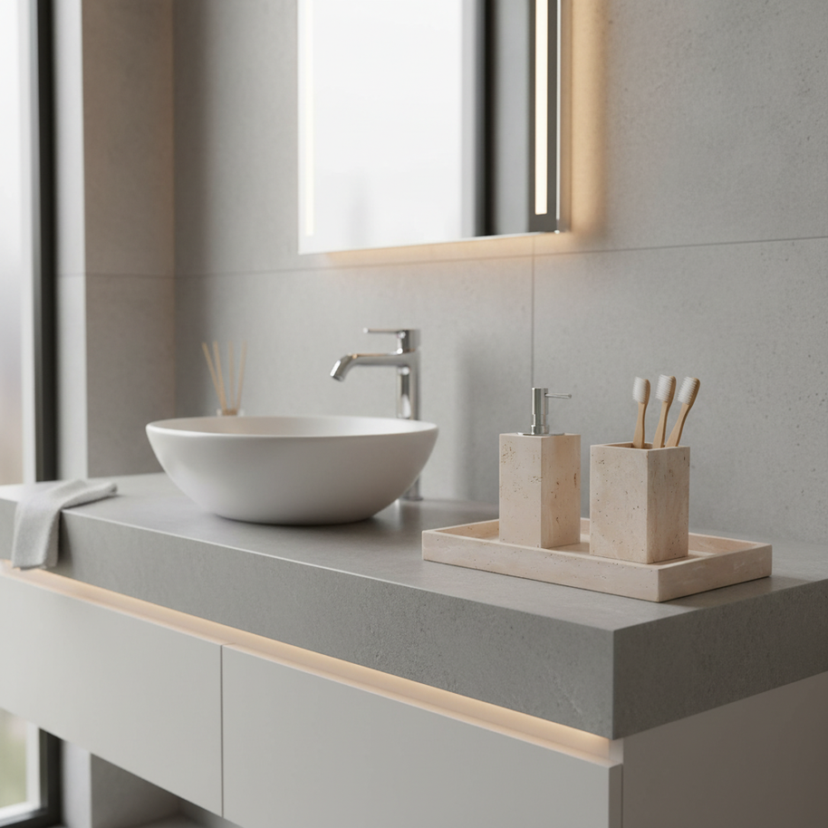 Tivano Travertine Marble Bathroom Set