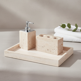 Ardino Travertine Marble Bathroom Set