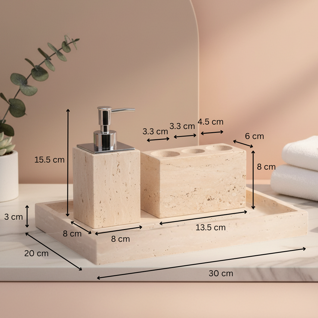 Ardino Travertine Marble Bathroom Set