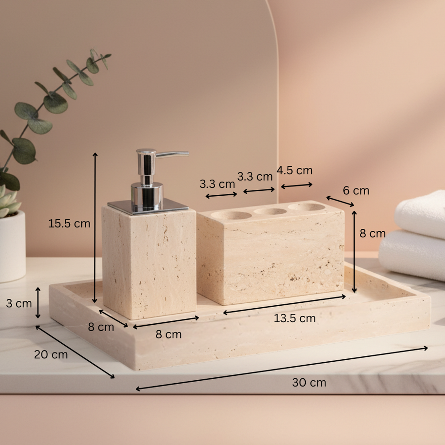 Ardino Travertine Marble Bathroom Set