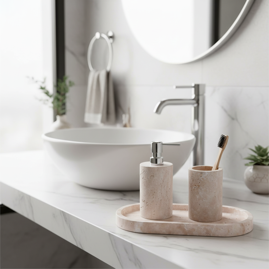 Aterno Travertine Marble Bathroom Set