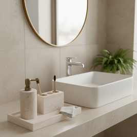 Venera Travertine Marble Bathroom Set