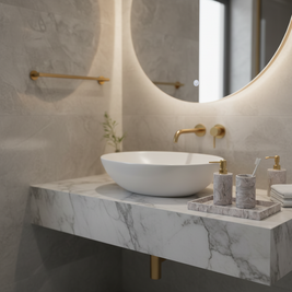 Ornella Grey Fossil Marble Bathroom Set