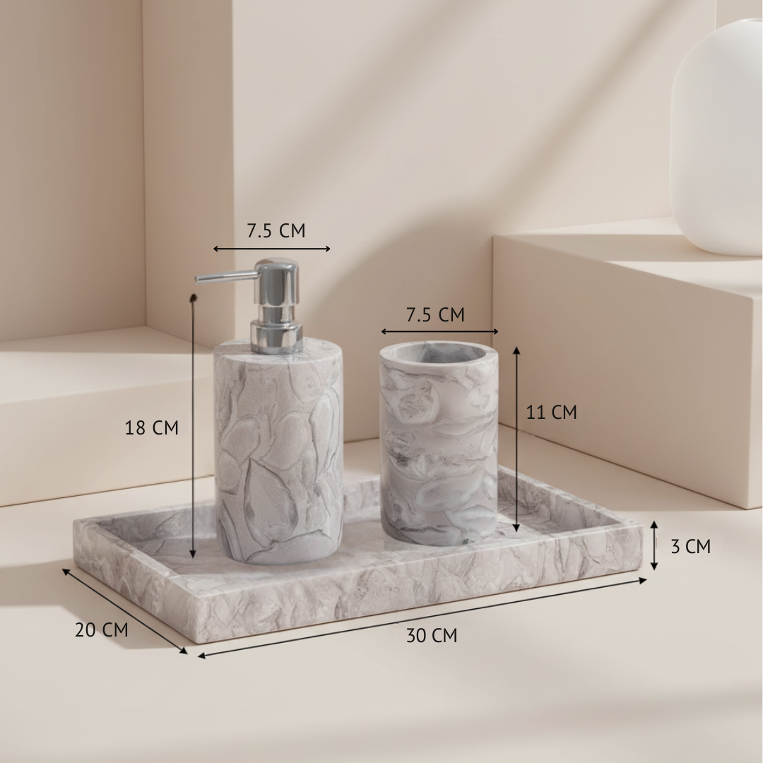 Ornella Grey Fossil Marble Bathroom Set