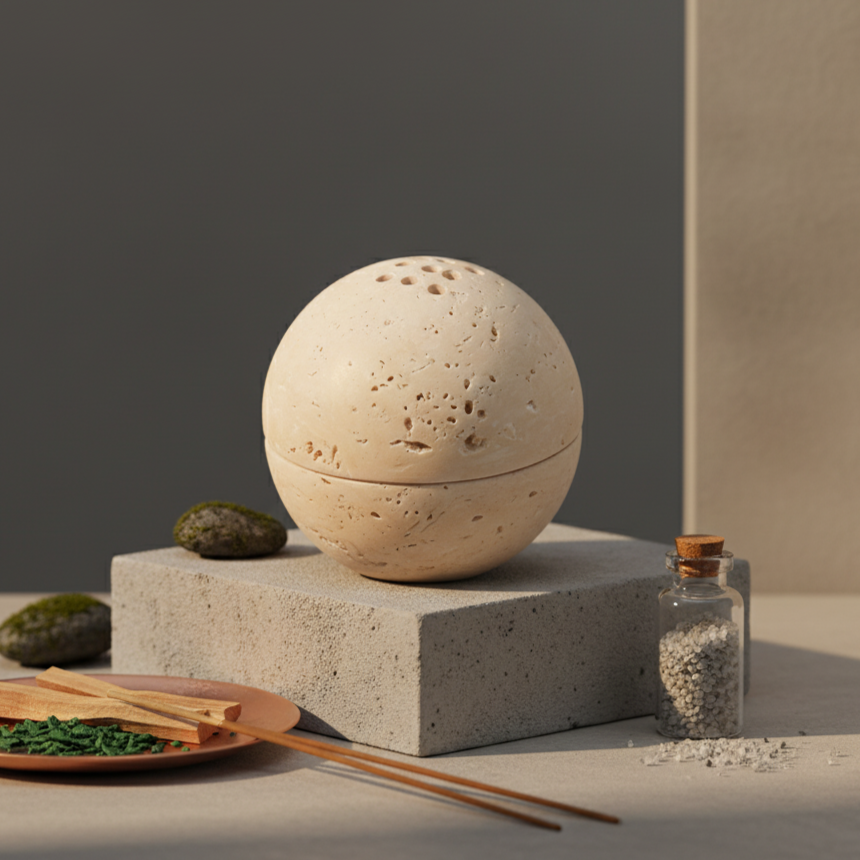 Auralis Stone Sphere Incense Holder