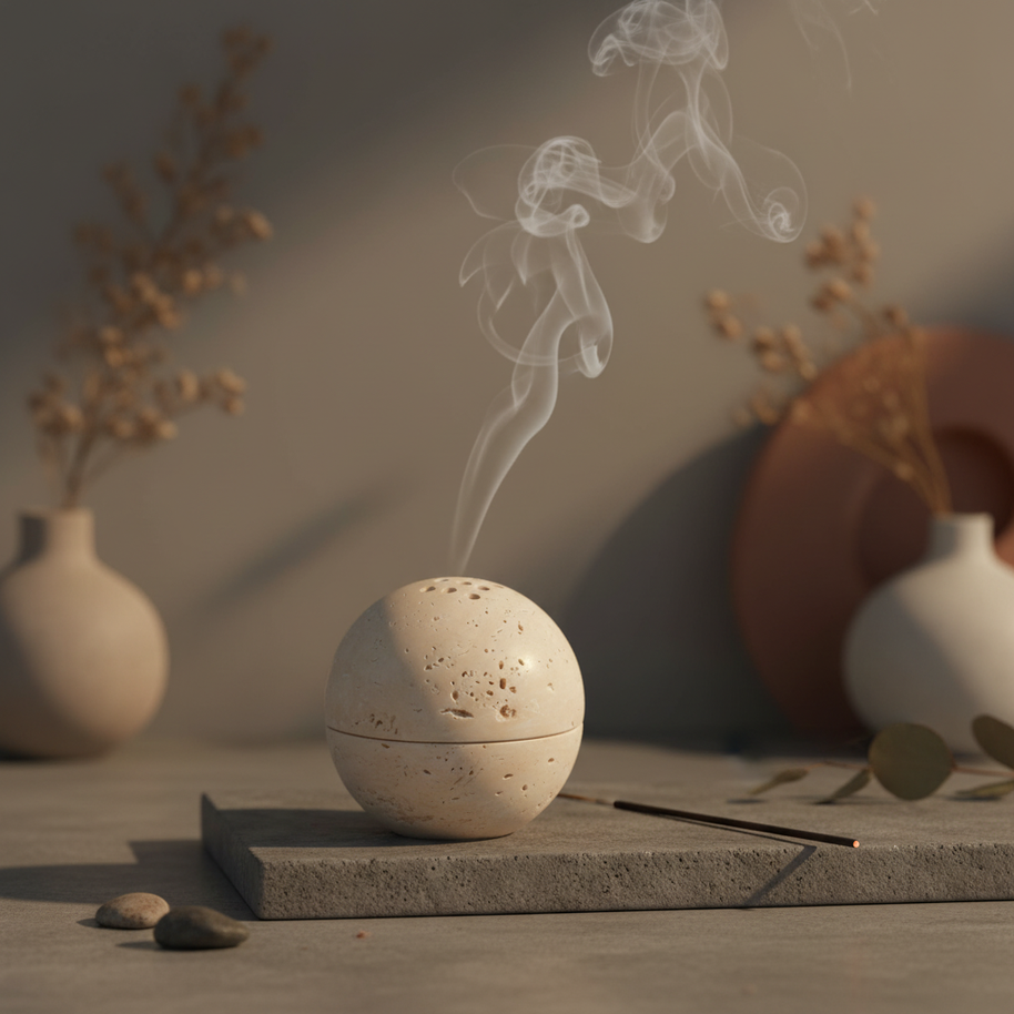 Auralis Stone Sphere Incense Holder