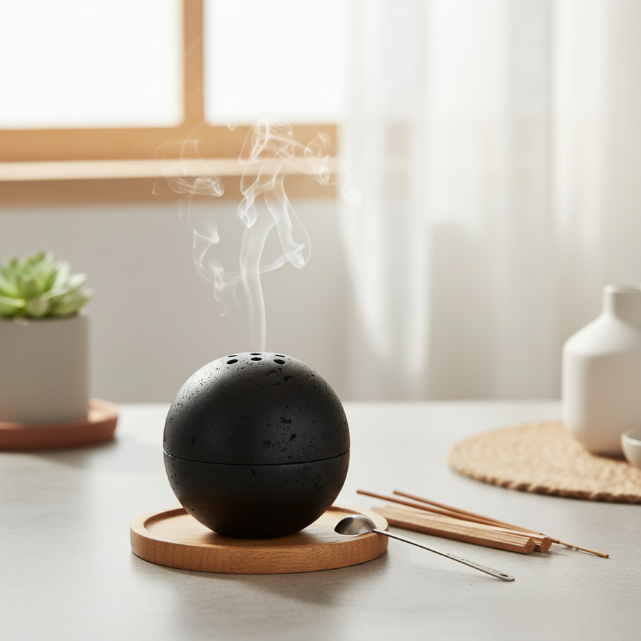 Auralis Stone Sphere Incense Holder