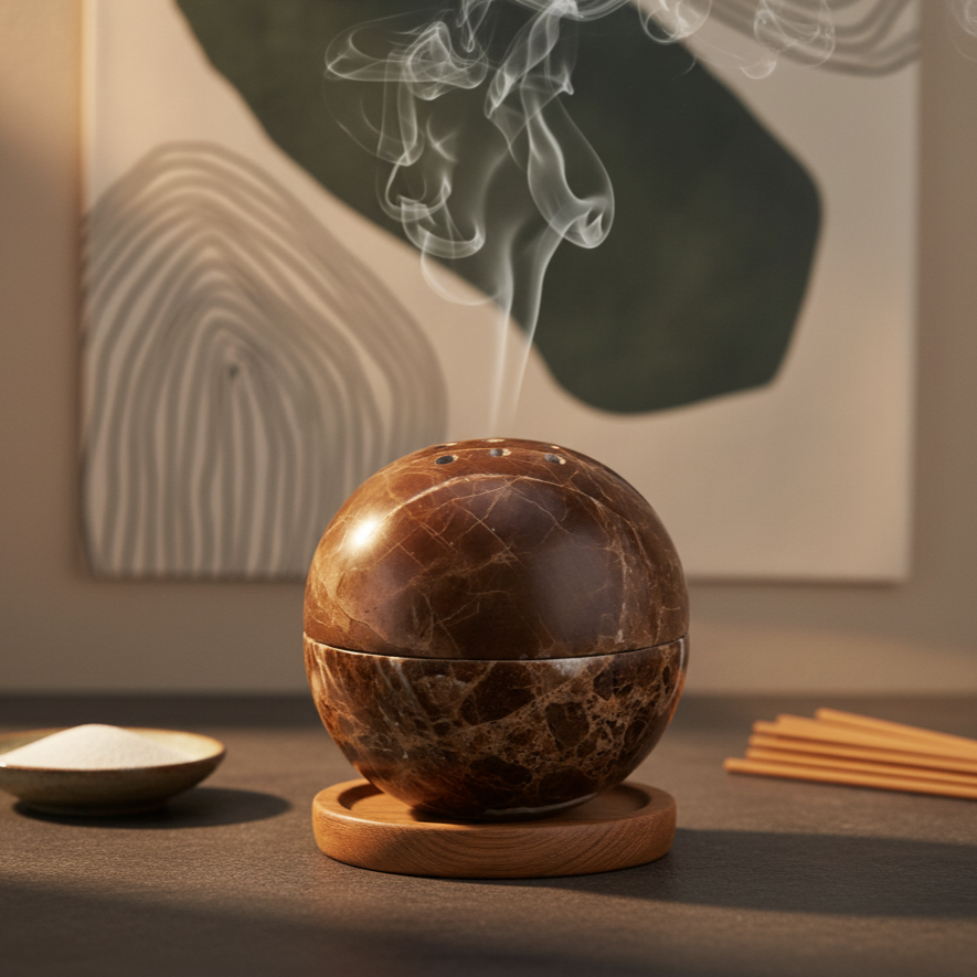 Virella Marble Sphere Incense Holder