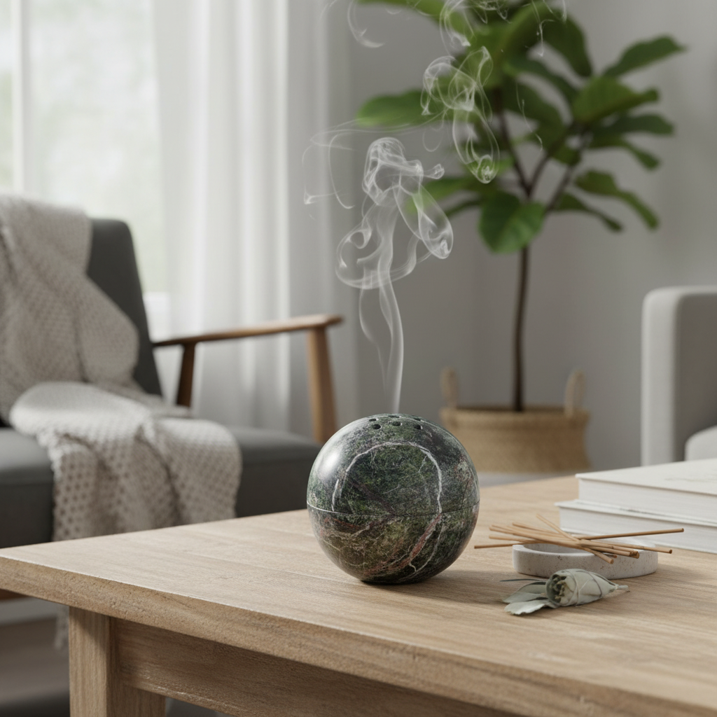 Virella Marble Sphere Incense Holder