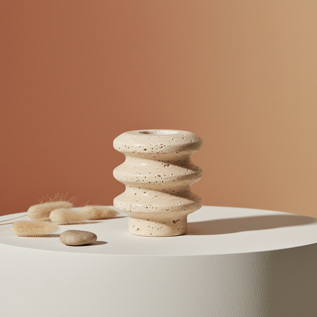 Tavira Travertine Candle Holder