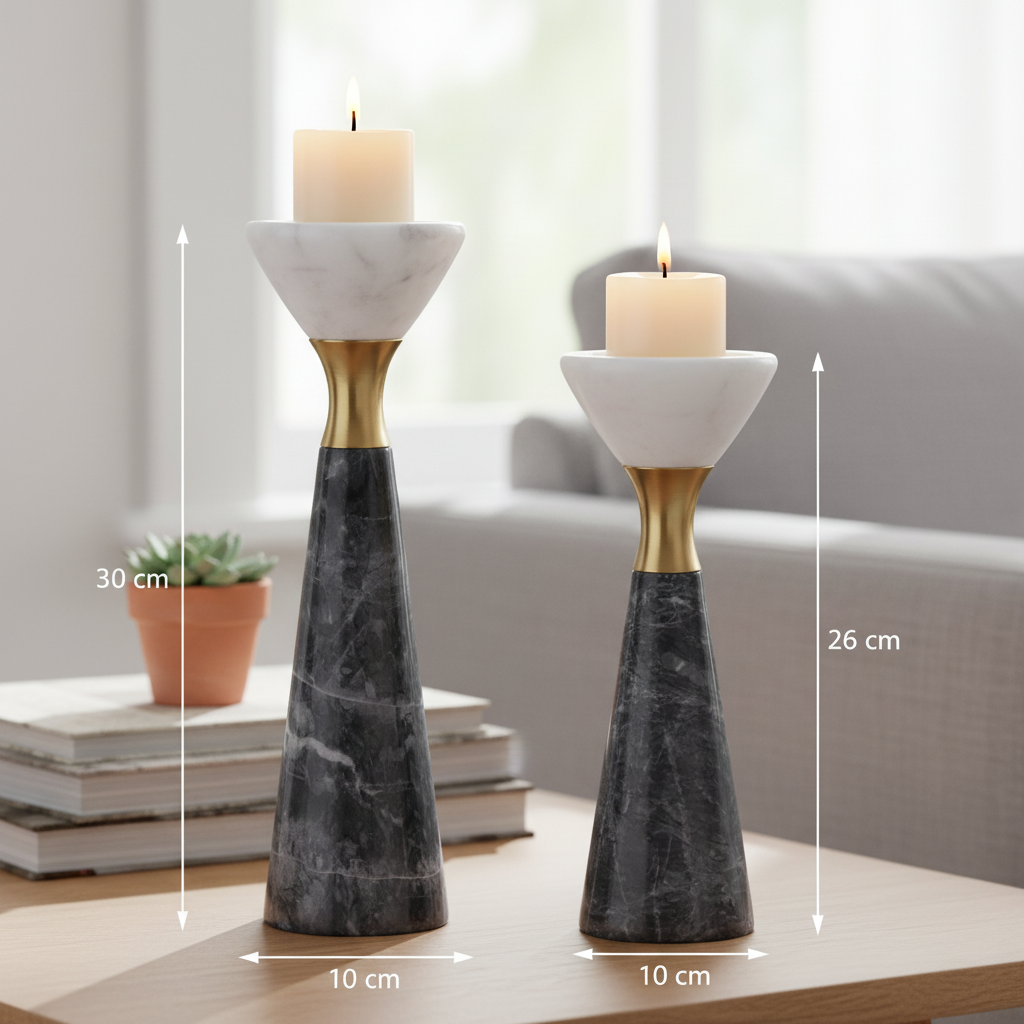 Valente Marble & Brass Candle Holder