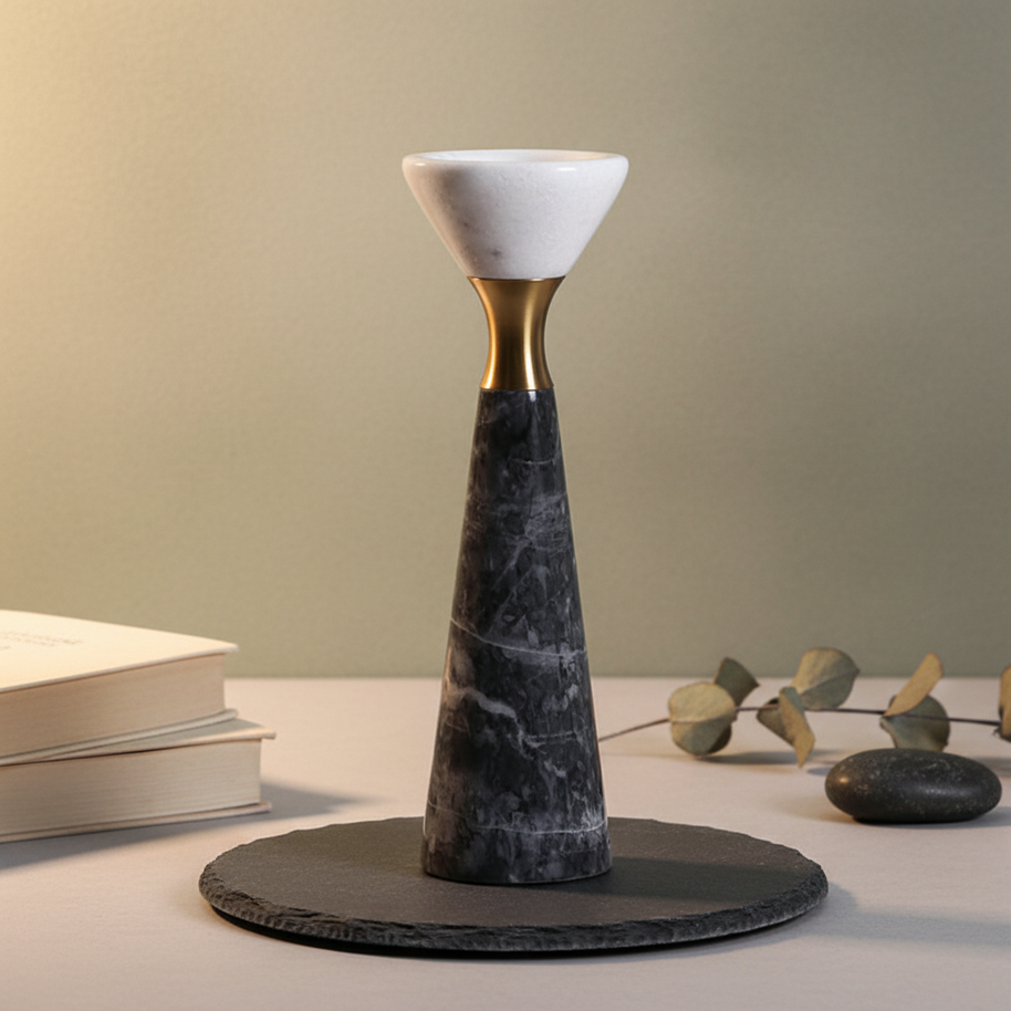 Valente Marble & Brass Candle Holder
