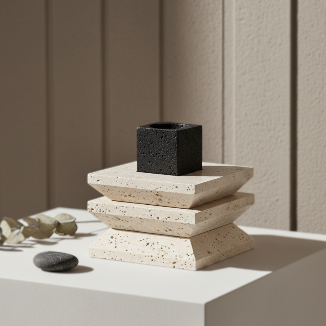Ardura Travertine Candle Holder