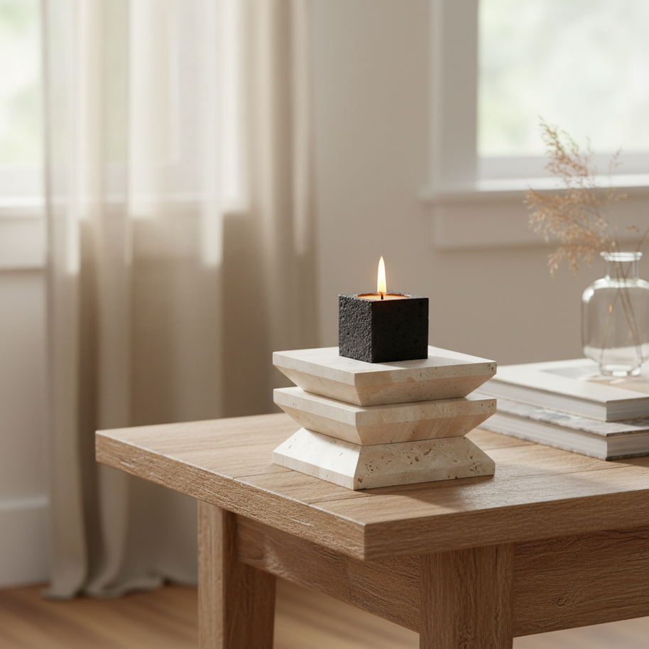 Ardura Travertine Candle Holder