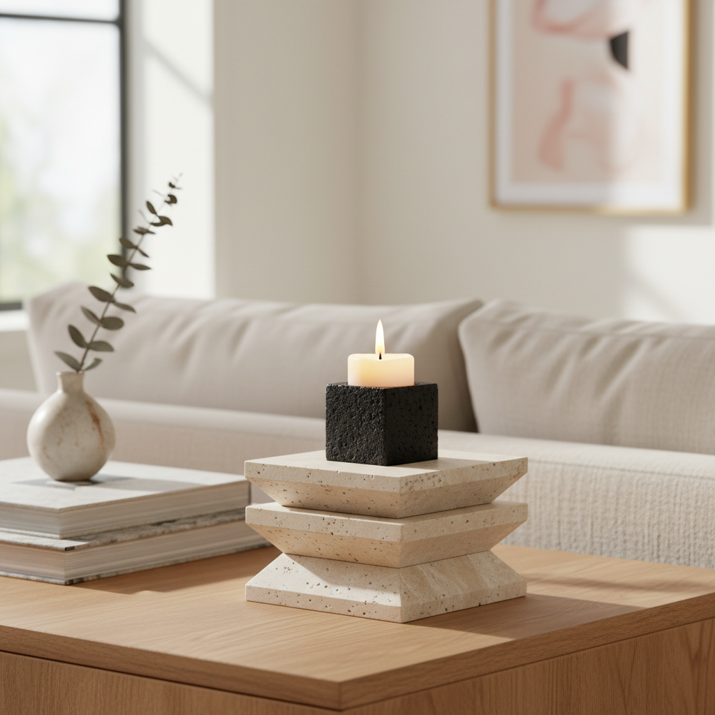 Ardura Travertine Candle Holder
