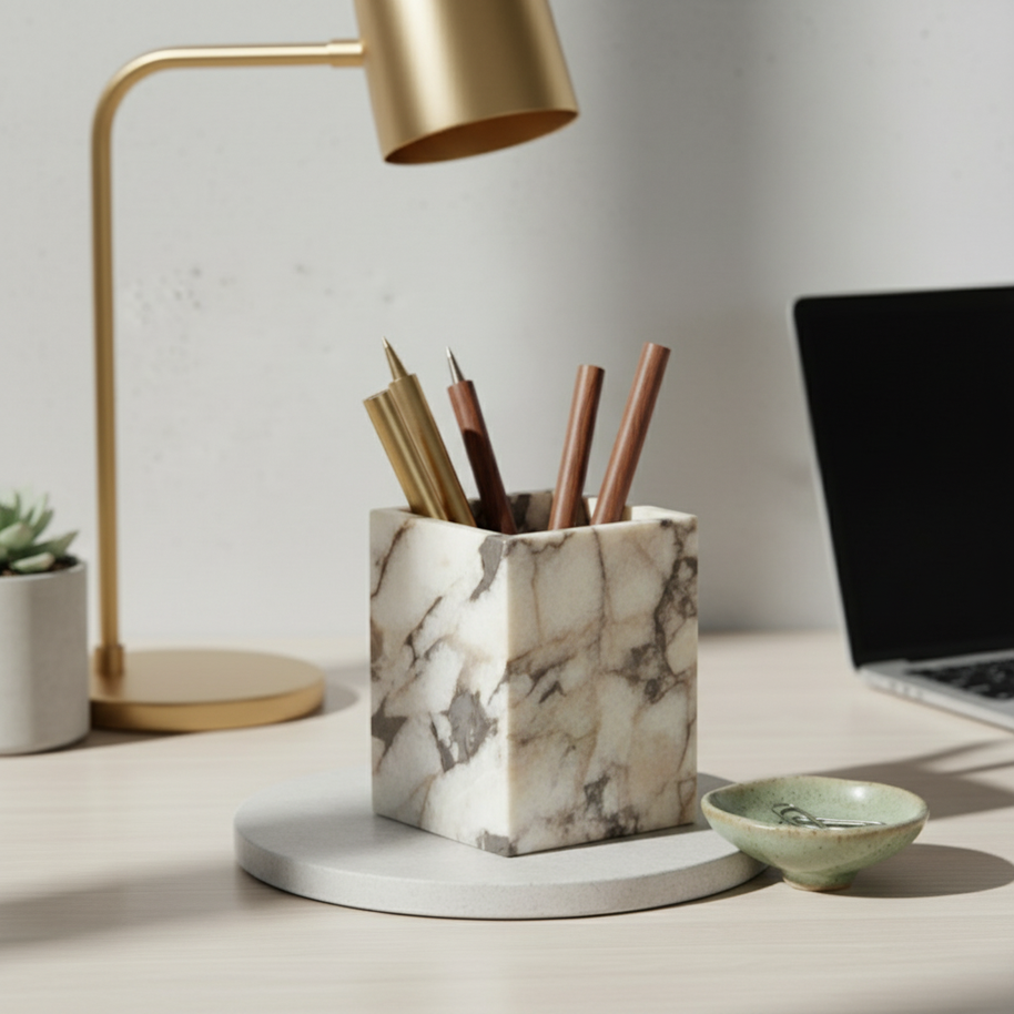 Arezzo Marble Stone Pen Holder