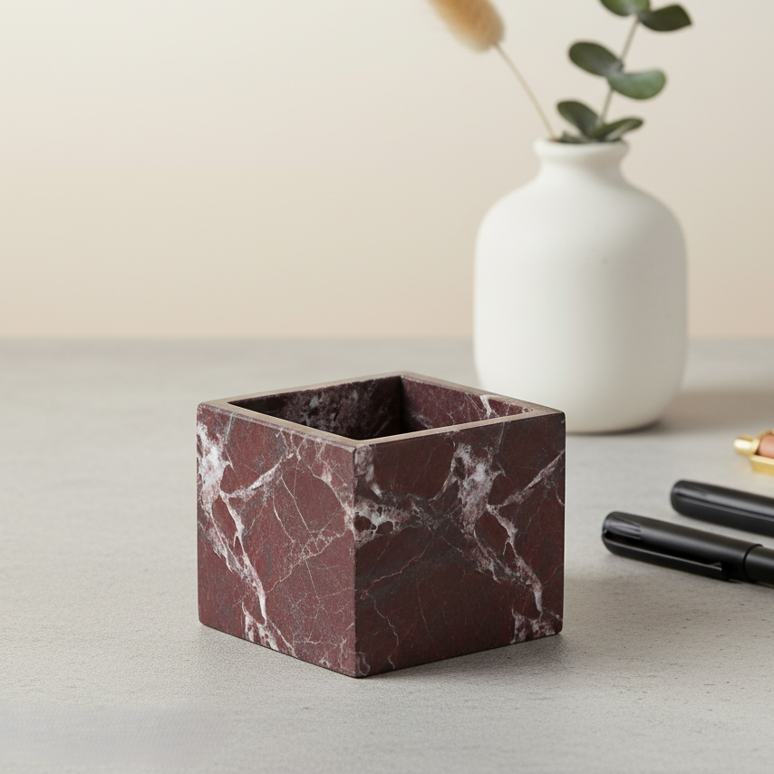 Siena Square Marble Stone Pen Holder