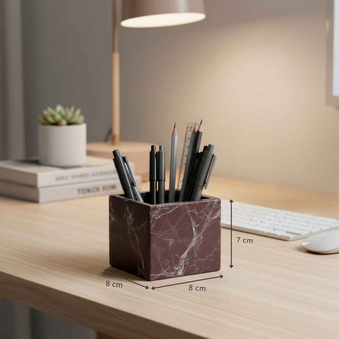 Siena Square Marble Stone Pen Holder