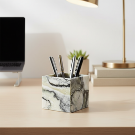 Siena Square Marble Stone Pen Holder
