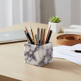 Siena Square Marble Stone Pen Holder