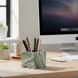 Siena Square Marble Stone Pen Holder
