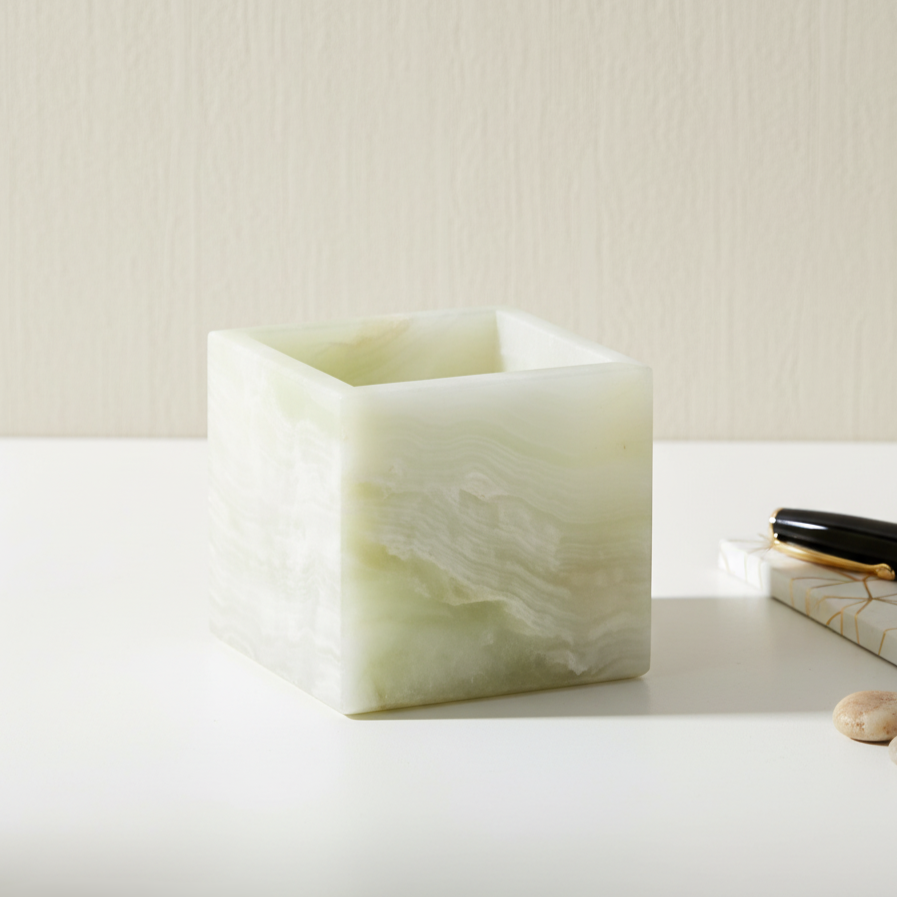 Siena Square Marble Stone Pen Holder
