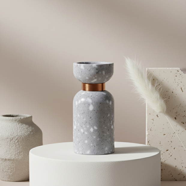 Luna Terrazzo Marble Candle Holder