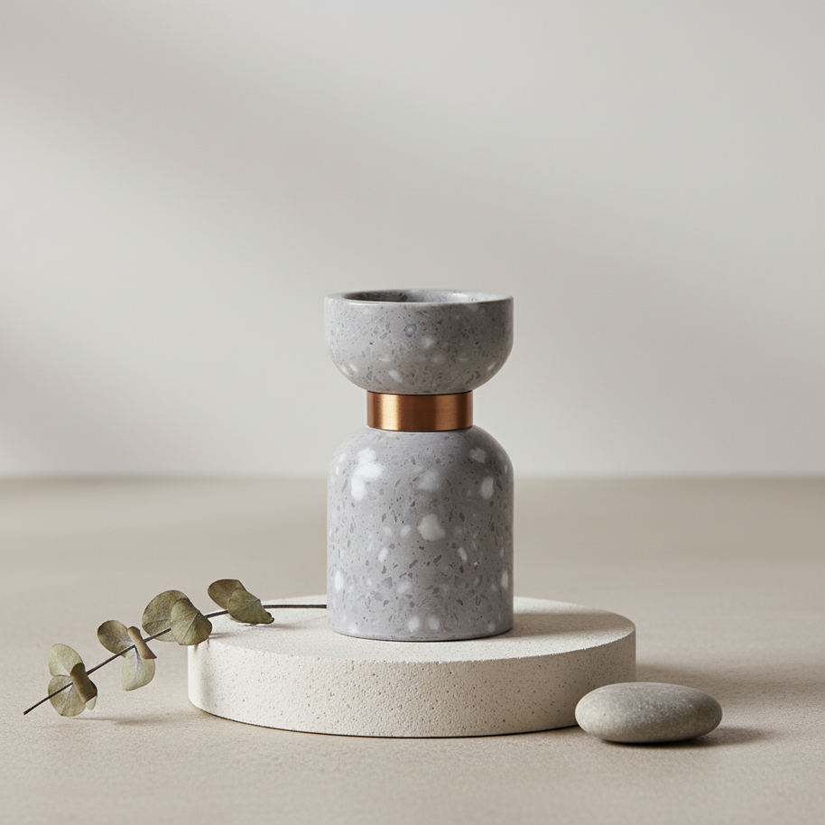 Luna Terrazzo Marble Candle Holder